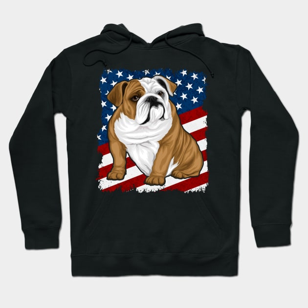 Bull Dog American Flag Hoodie by RadStar